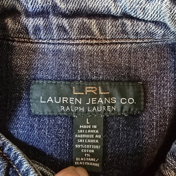 LRL Lauren Jeans Co Ralph Lauren Denim Military Like Zip Up Jacket L - Picture 2 of 8